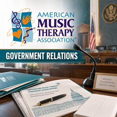 Map showing U.S. states with music therapy board-certification recognition and active legislative advocacy status, March 2026.