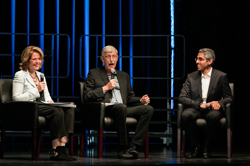 Opera superstar Renée Fleming, NIH Director Dr. Frances Collins and former Surgeon Dr. General Vivek Murthy talked about the importance and positive future of music therapy. - Image by Tracey Salazar