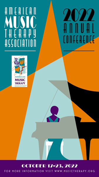 #AMTA22 Conference logo person at piano