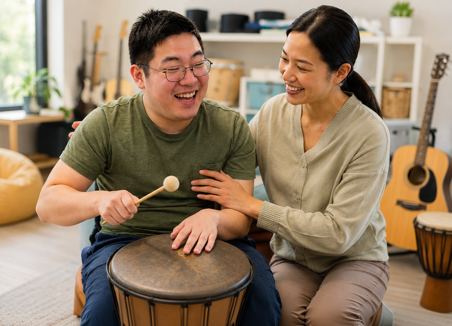 music-therapy-adult-developmental-disability-drumming