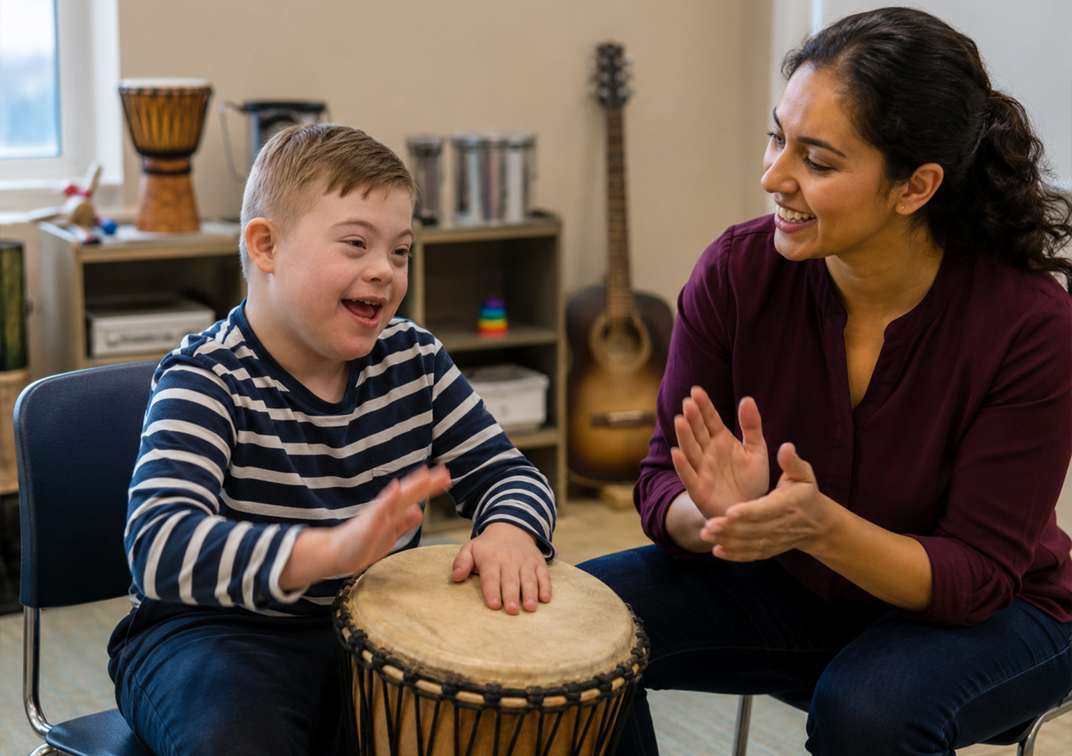 music-therapy-child-down-syndrome-drum-session