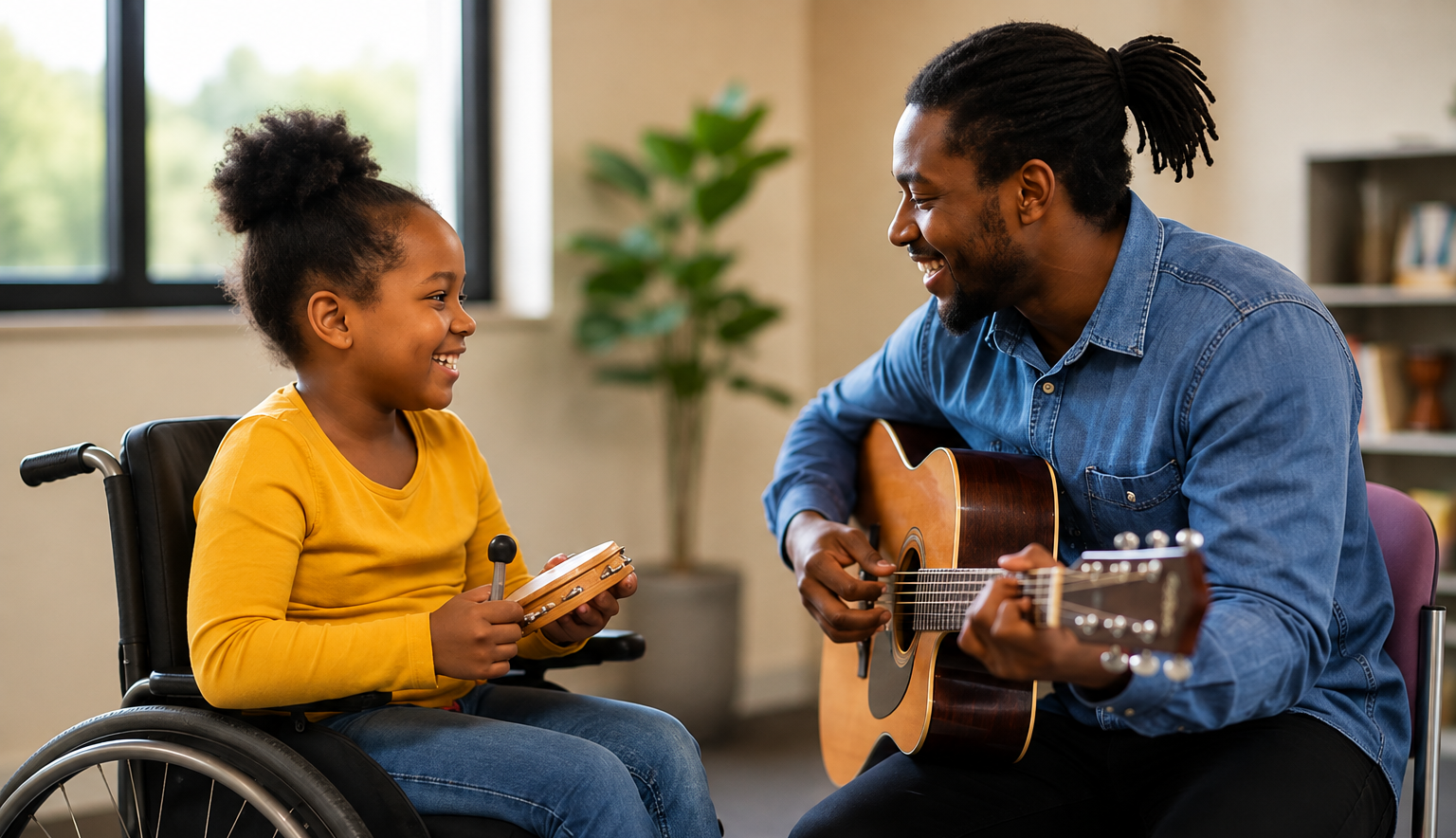 music-therapy-child-wheelchair-tambourine-guitar